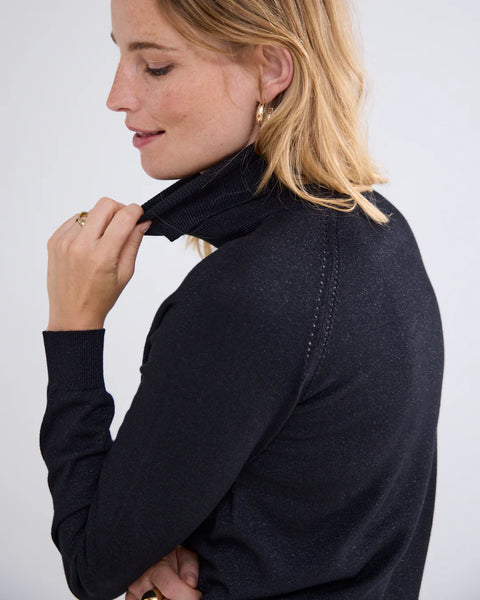 Summum Woman Turtle Neck Sweater - Black Lurex