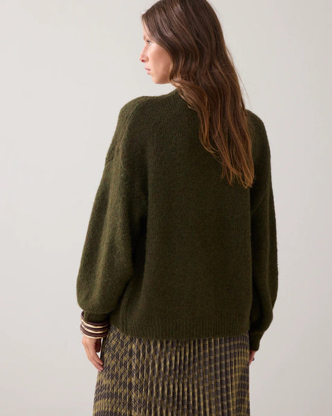 Summum Woman Sofie Cardigan with Puff Sleeves - Dark Camo