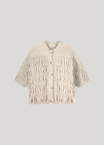 Summum Fringe Cardigan  - Creme