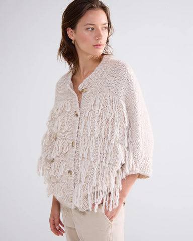 Summum Fringe Cardigan  - Creme