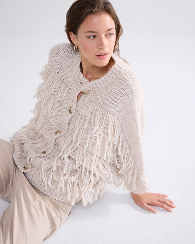 Summum Fringe Cardigan  - Creme