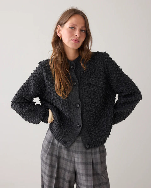 Summum Woman Cardigan Loop Stitch Knit - Anthracite