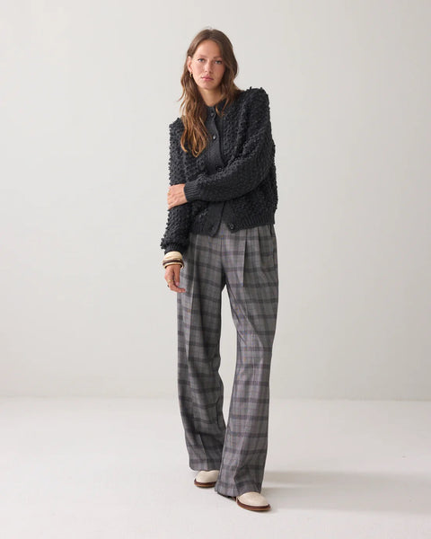 Summum Woman Cardigan Loop Stitch Knit - Anthracite