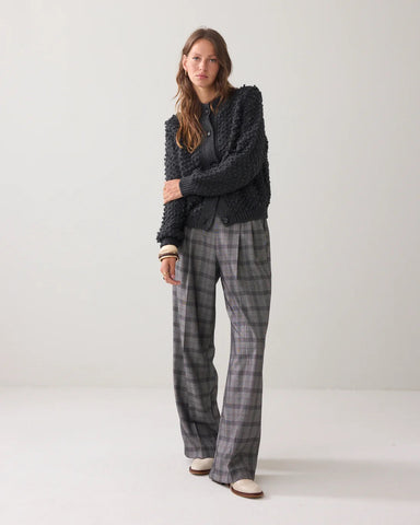 Summum Woman Cardigan Loop Stitch Knit - Anthracite