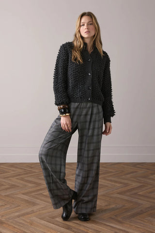 Summum Woman Cardigan Loop Stitch Knit - Anthracite