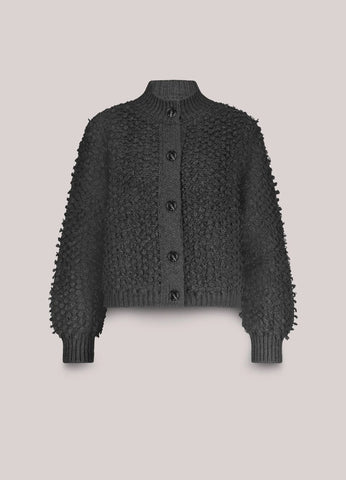 Summum Woman Cardigan Loop Stitch Knit - Anthracite