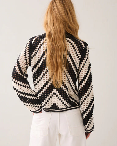 Summum Woman Crochet Cardigan with Diagonal Pattern