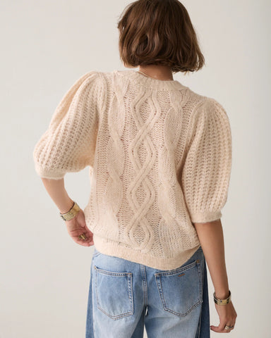 Summum Woman Short Jumper with Puff Sleeve - Creme