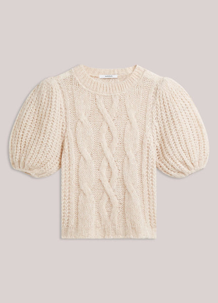 Summum Woman Short Jumper with Puff Sleeve - Creme