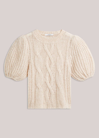 Summum Woman Short Jumper with Puff Sleeve - Creme