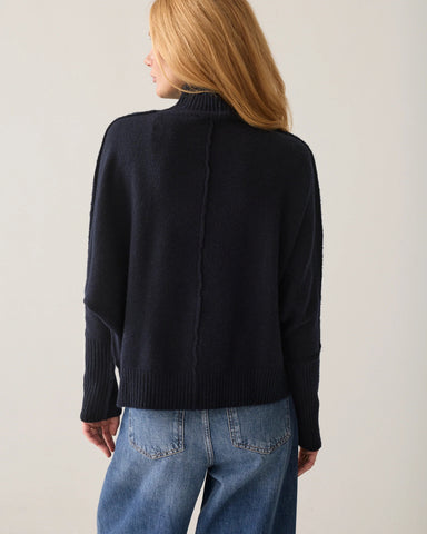 Summum Woman Batwing Melange Jumper - Navy