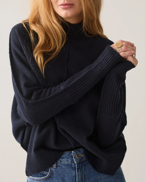 Summum Woman Batwing Melange Jumper - Navy