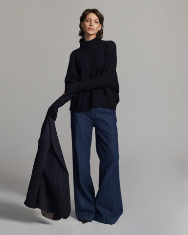 Summum Woman Batwing Melange Jumper - Navy