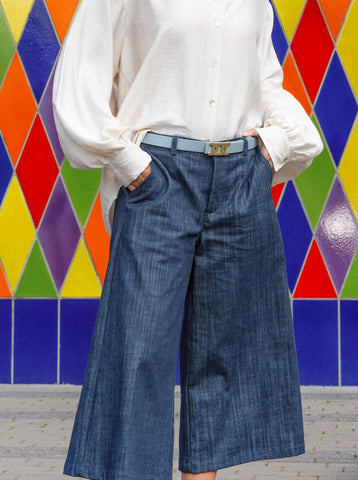 Black Colour BCBox Culotte Pants - Navy Denim