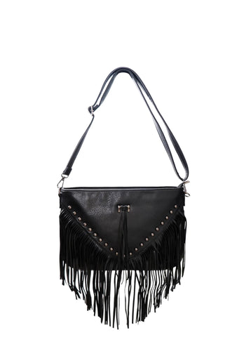 Black Colour BCCatalina Fringe Crossbody Bag - Black