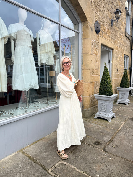 FRNCH Nesa Butter Puff Sleeve Maxi Dress - Ecru