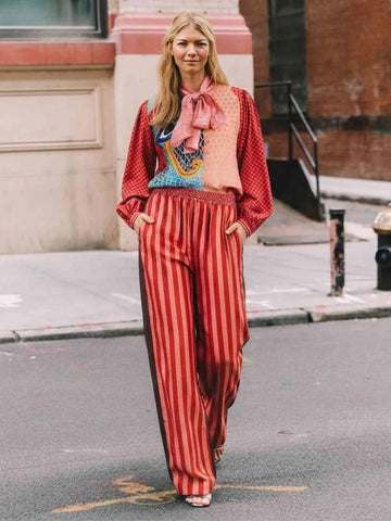 Me369 Nola Red Aura Printed Bow Shirt - Red Aura