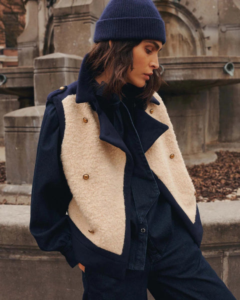 Summum Woman Gilet in Boucle Blend  - Navy