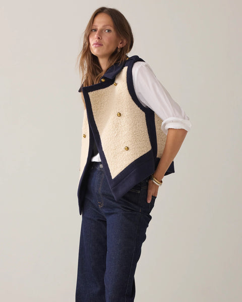 Summum Woman Gilet in Boucle Blend  - Navy