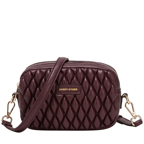 Every Other Quilted Camera Cross Body Bag - Burgundy