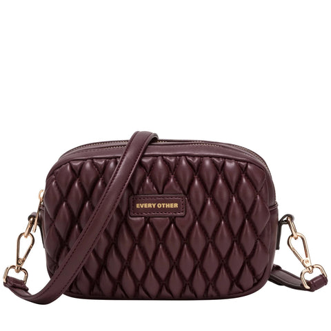 Every Other Quilted Camera Cross Body Bag - Burgundy