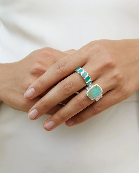 Anna Beck Medium Turquoise Cushion Ring - Silver