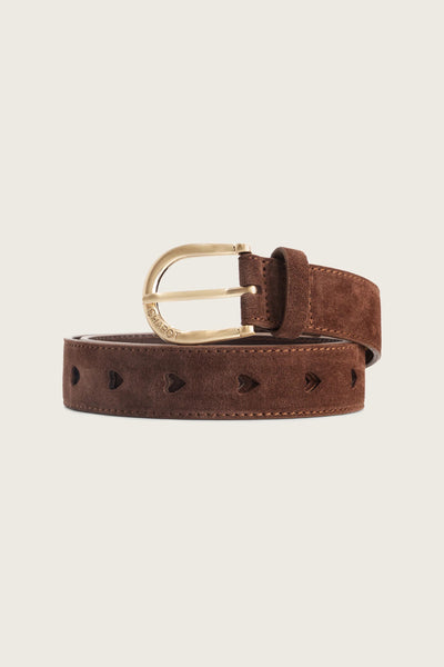 Fabienne Chapot Cut It Out Heart Belt Suede - Chocolate Brown
