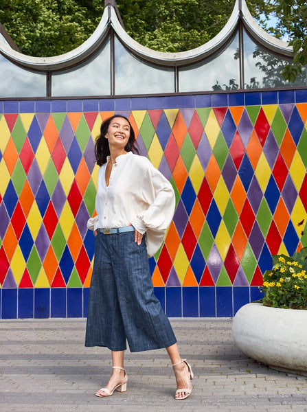Black Colour BCBox Culotte Pants - Navy Denim