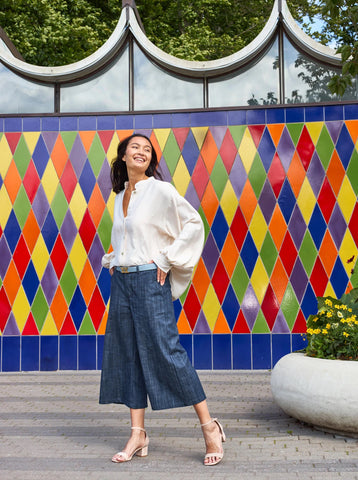 Black Colour BCBox Culotte Pants - Navy Denim