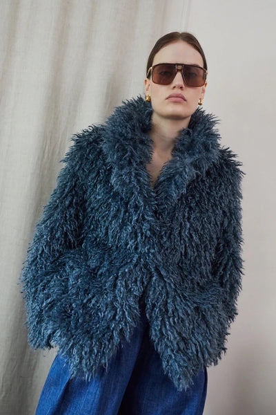 Vi.ve.re Charlie Shaggy Coat - Teal