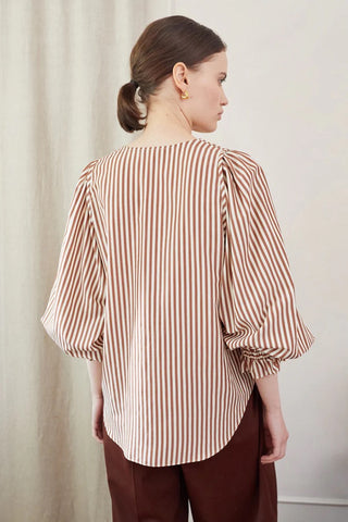 Vi.ve.re Remi Striped Blouse - Brown / Cream