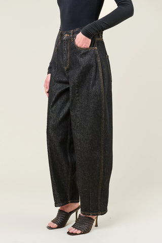 VI.VE.RE Naya Barrel Leg Jeans - Black