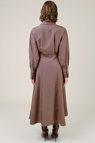 VI.VE.RE Alara Tie Front Shirt Dress - Navy / Brown
