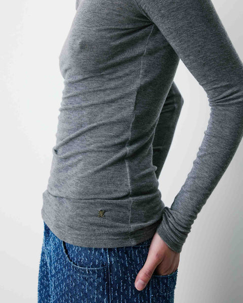 Grace & Mila Alkias Second Skin Long Sleeve Crew Neck Top - Grey