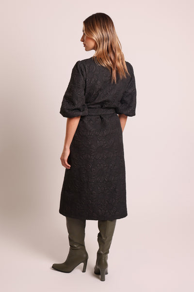 Traffic People Duster Coat - Embossed Black