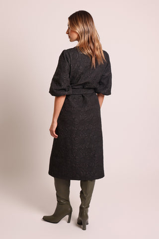 Traffic People Duster Coat - Embossed Black