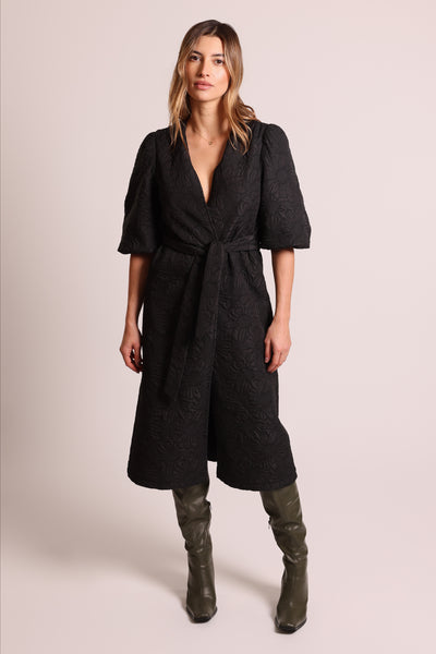Traffic People Duster Coat - Embossed Black