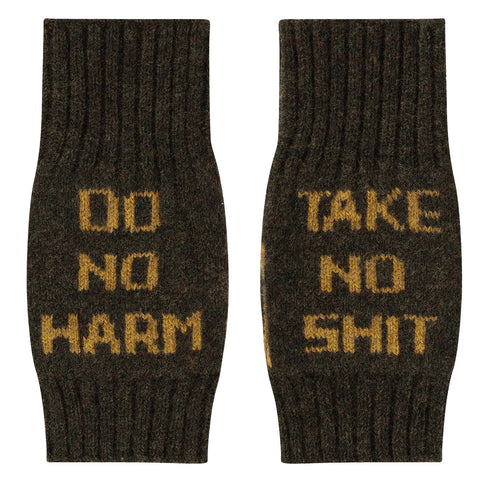 Black & Beech Do No Harm Take No Shit Wrist Warmers in Kelp