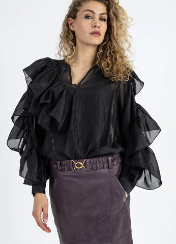 Coster Copenhagen Blouse with Ruffles - Black