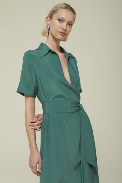Ottod'Ame Silk Blend Fluid Long Dress - Green