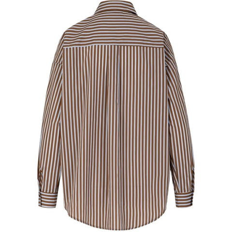 Coster Copenhagen Boxy Classic Shirt in Stripes - Brown / Blue