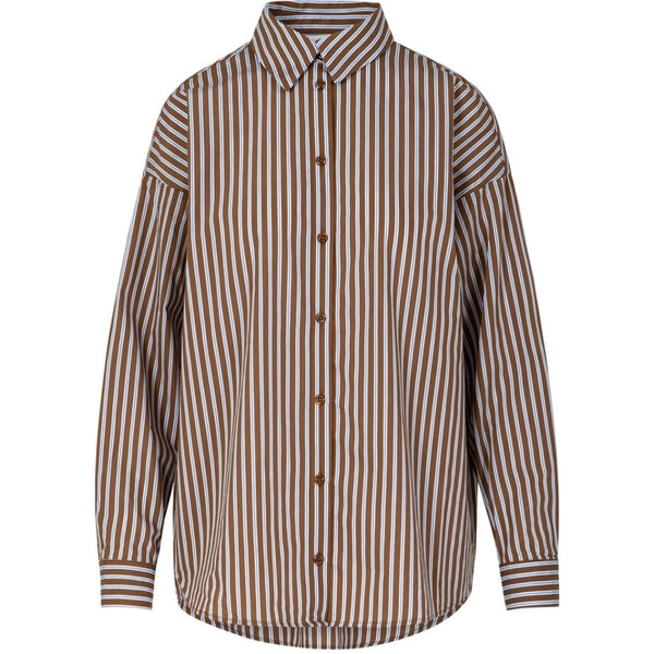 Coster Copenhagen Boxy Classic Shirt in Stripes - Brown / Blue