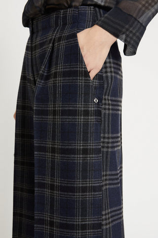 Ottod'Ame Printed Check Wide Leg Trousers - Check