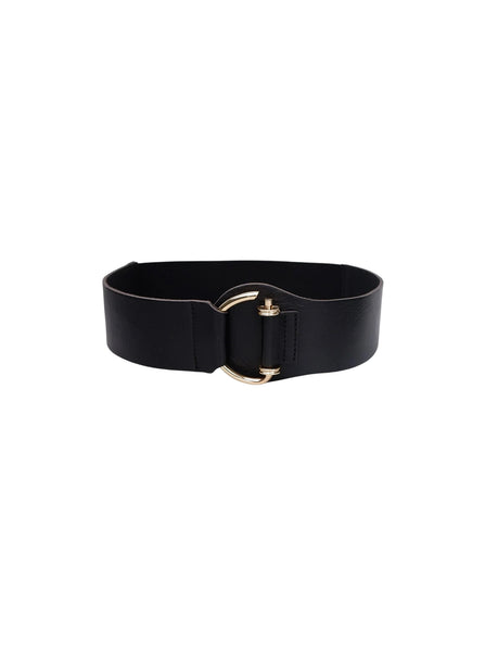 Black Colour BCMaja Elasticated Leather Belt - Black