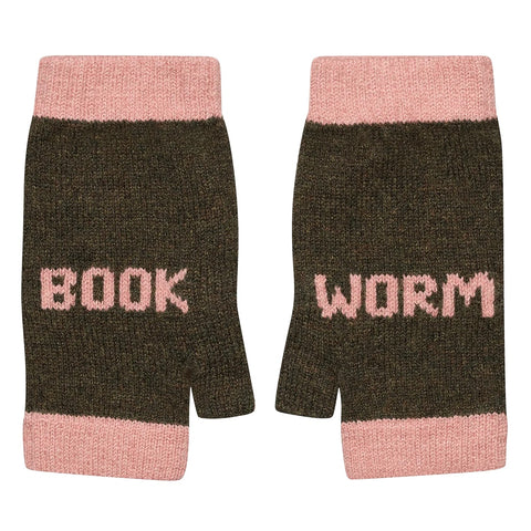 Black & Beech Book Worm Mittens in Kelp & Chaffinch