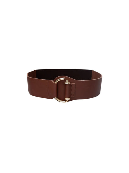 Black Colour BCMaja Elasticated Leather Belt - Mocca