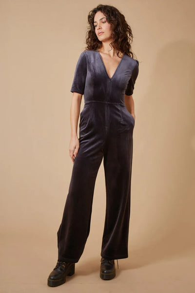 Traffic People Clan Cord  Jumpsuit - Charcoal