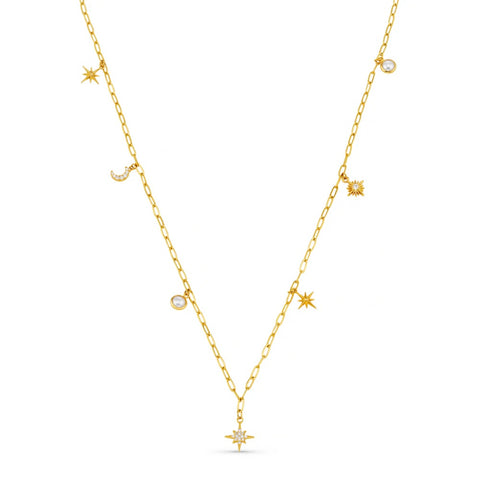 Orelia Jewellery Celestial Multi Charm Rope Necklace - Gold