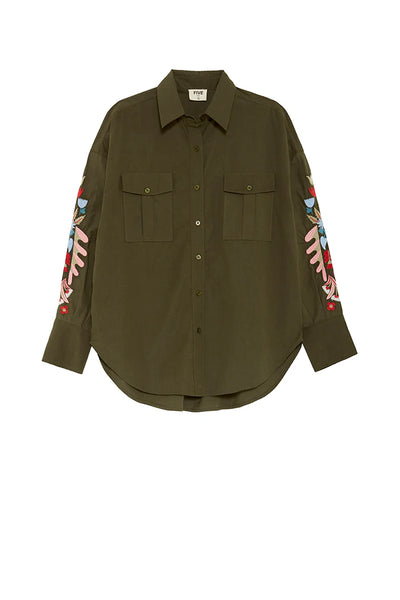 FIVE Paris Celina Embroidered Shirt - Khaki