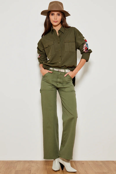 FIVE Paris Celina Embroidered Shirt - Khaki